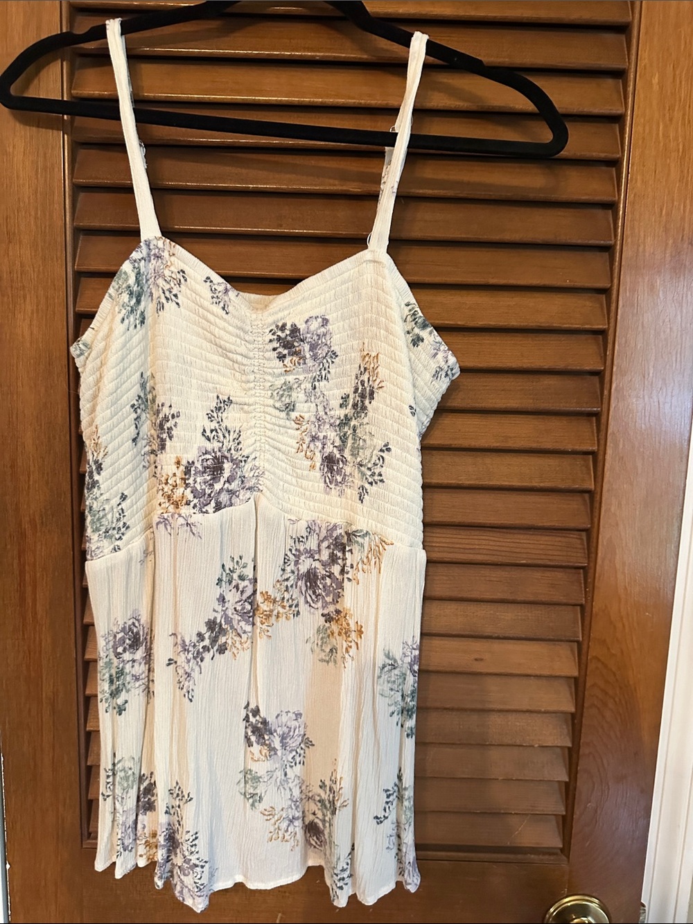Maurice’s Floral Ivory smocked front Spaghetti-Strap
